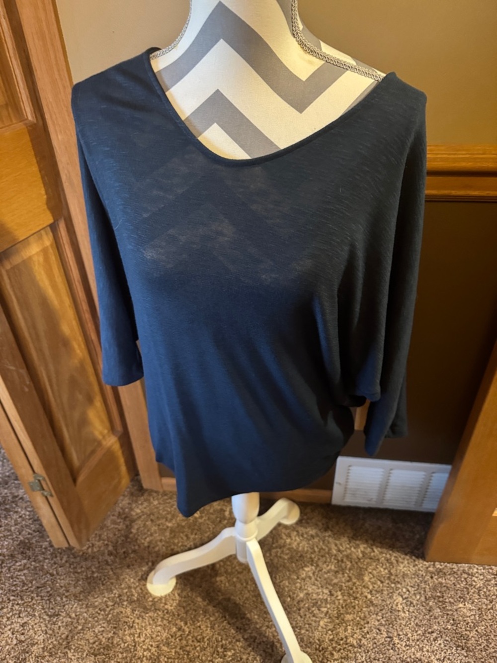 Laila Jayde Navy Blue Dolman Sleeve Boatneck Top